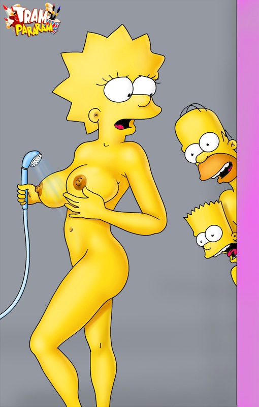 Simpsons Shower Porn Caption - Homer and Bart looking at naked Lisa showering herself. â€“ Simpsons Hentai
